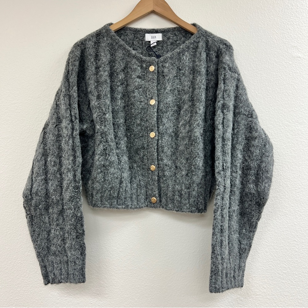 NWT GAP x Cult Gaia Charcoal Gray Button-Up Cardigan Sweater Sz L XL